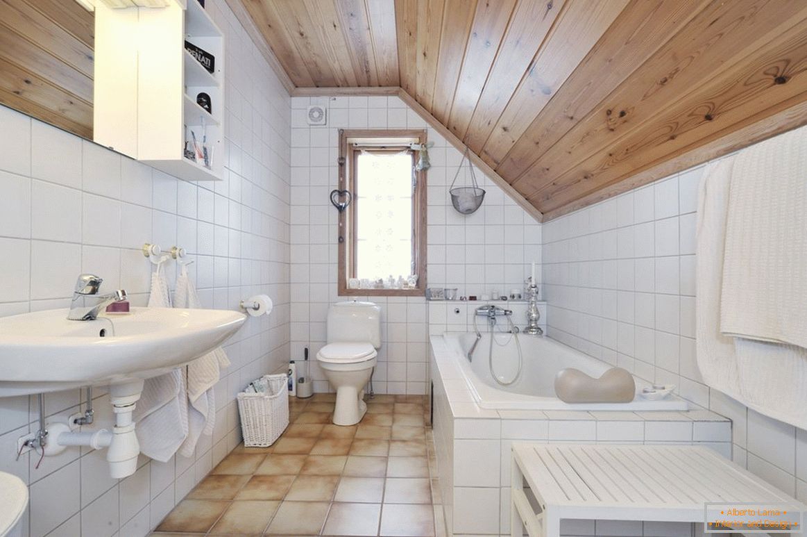Bathroom in the attic in a private house