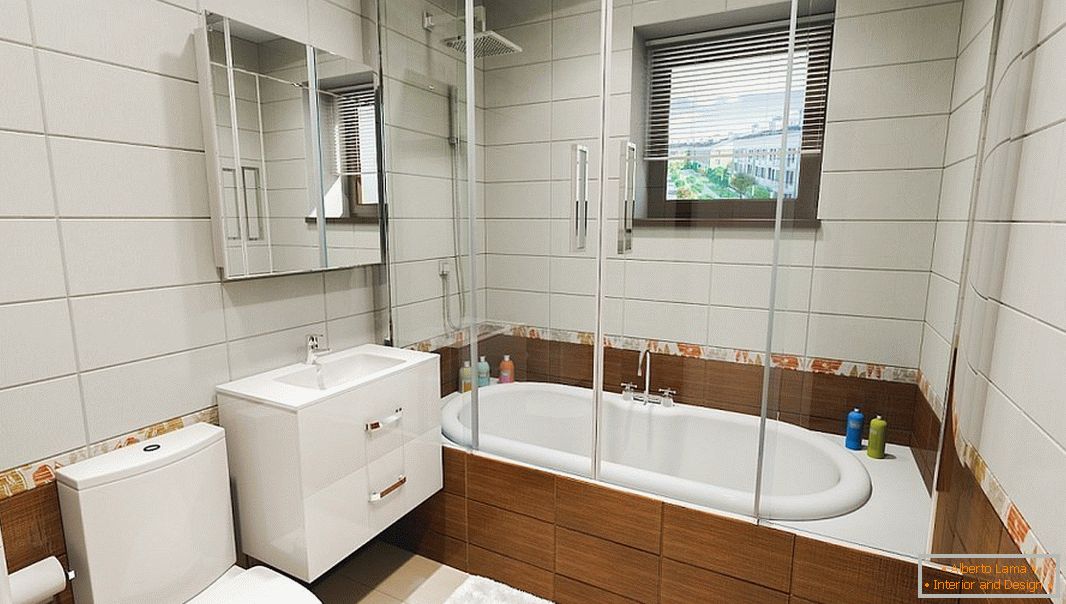 Modern bathroom with a square window