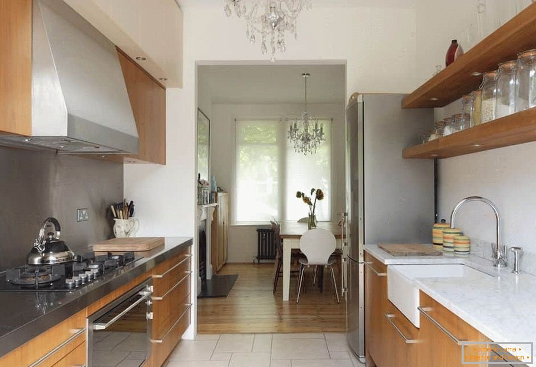 Design kitchen-living room elongated shape