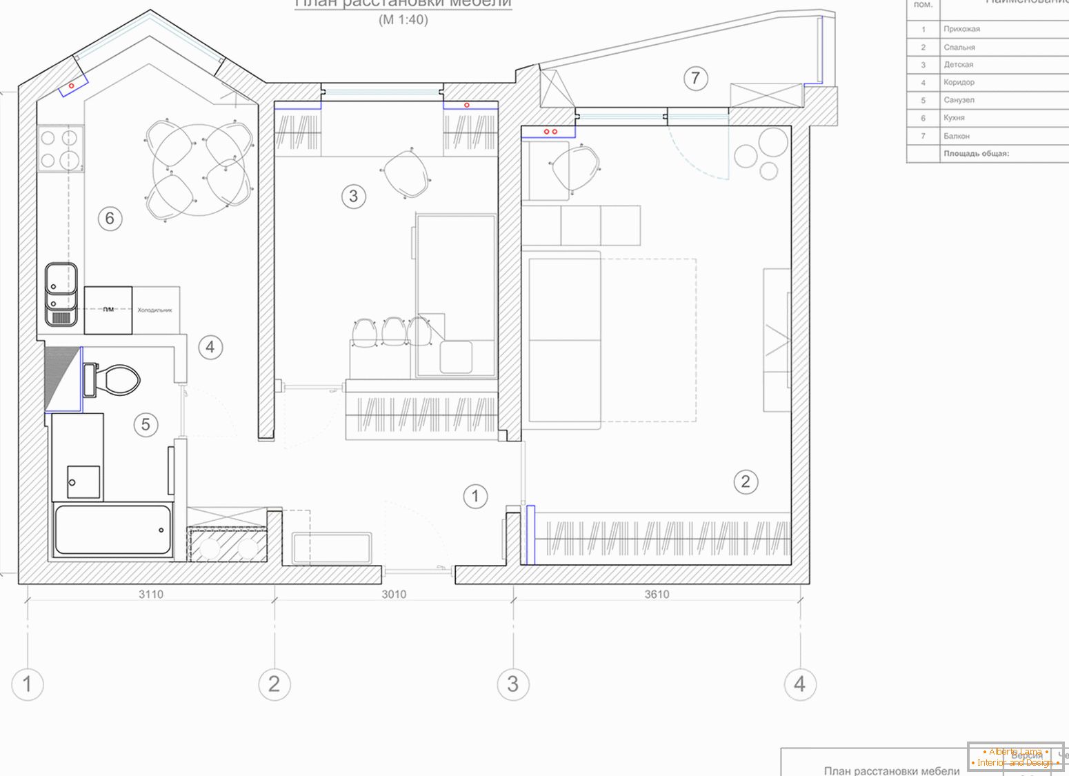 Graphic plan for arranging furniture
