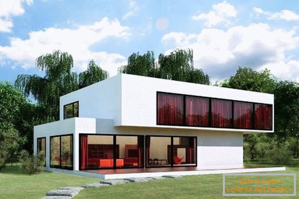 Projects of houses in high-tech style - photo of the facade outside