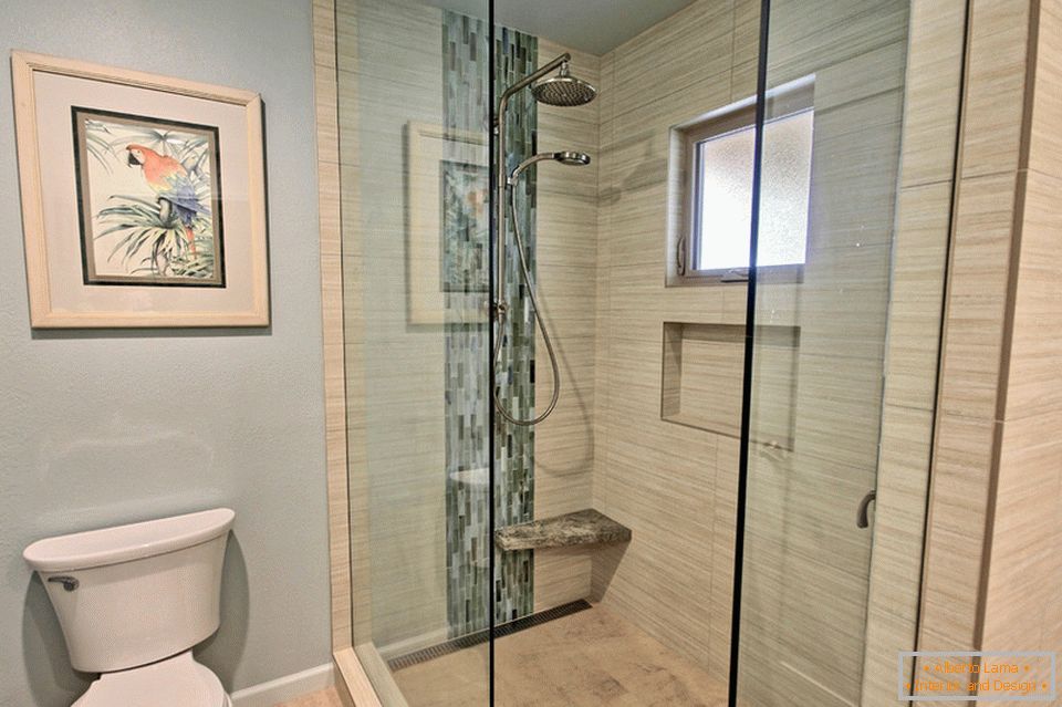 Glass shower in the bathroom