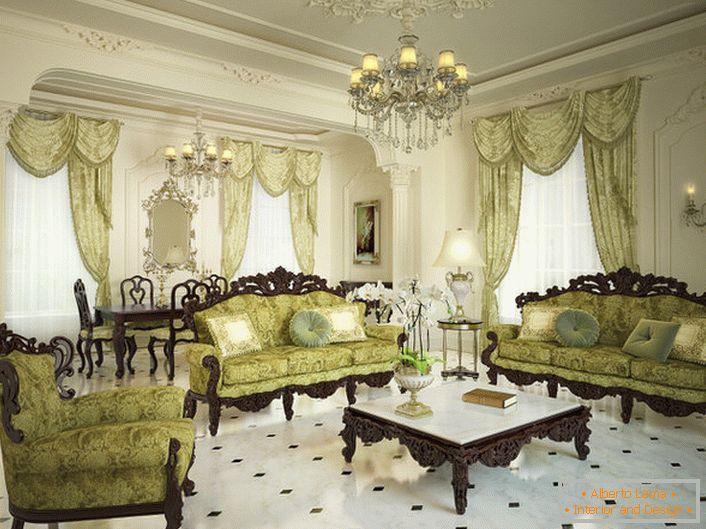 Decorating a spacious living room in the baroque style.