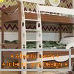 Brown-white bunk bed