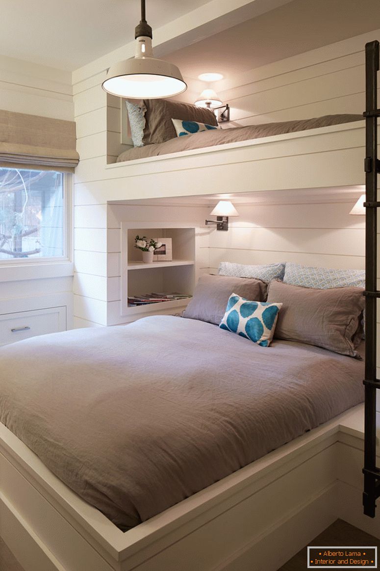 Bunk bed with stairs in the bedroom