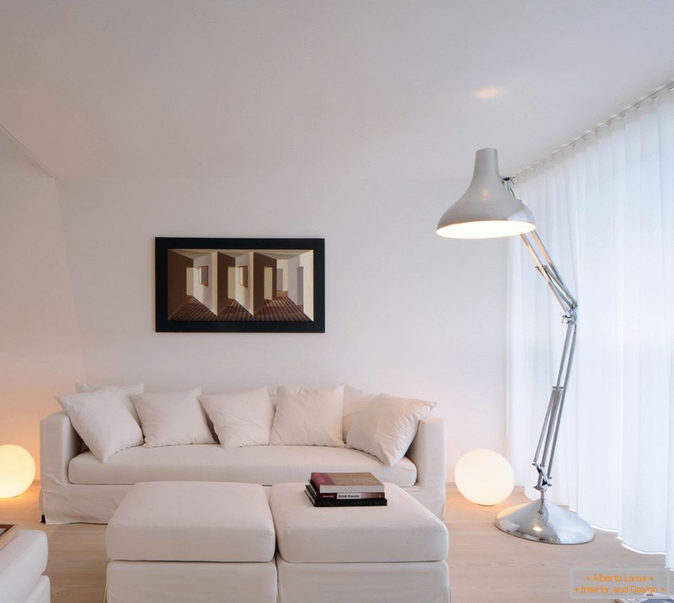 Interior of the living room in white color