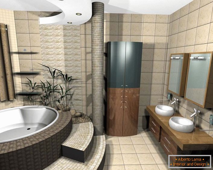 Project bathroom in the style of Art Nouveau school design student.
