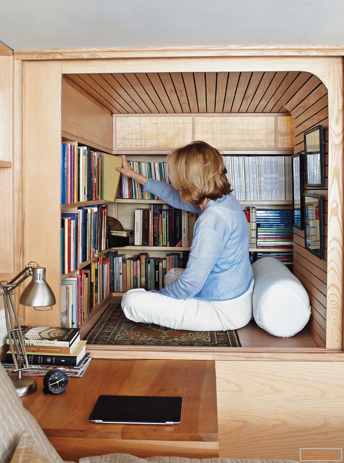 Library in a small two-level apartment