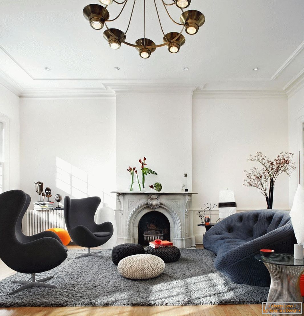 Living room in eclectic style
