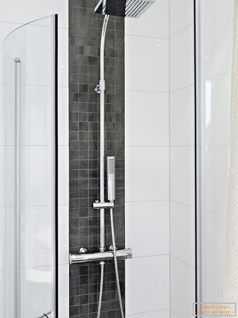 Interior of a modern shower apartment in Sweden