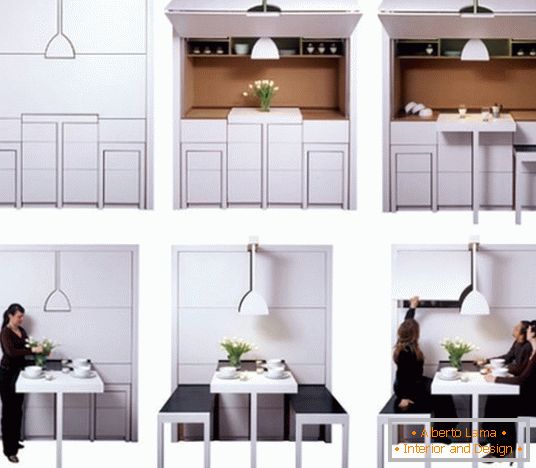 Interior of functional ergonomic kitchen