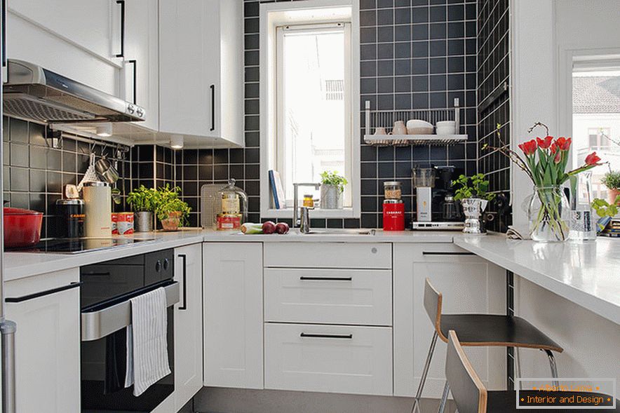 Photo of an interior of a small kitchen