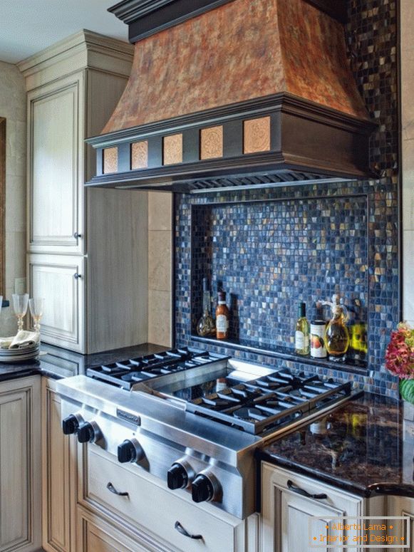 Kitchen apron with tiles mosaic