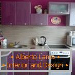 Design of a small purple kitchen