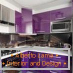Design of a small corner violet kitchen