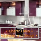 Stylish design of purple kitchen for an apartment