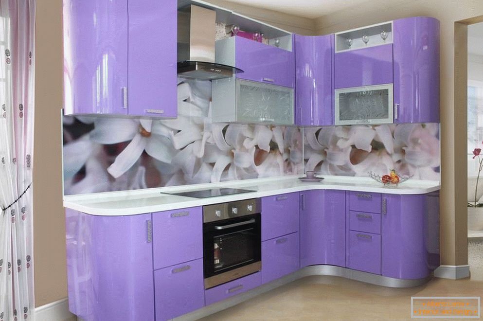 Purple kitchen with flower top