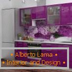 Design of violet kitchen с орхидеей