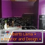 Purple color in the design of a small kitchen
