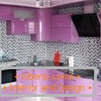 Design of a gray-purple kitchen