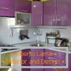 Corner green-violet kitchen