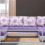 U-shaped lilac sofa