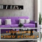Striped purple sofa