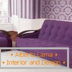 Low purple sofa and armchair