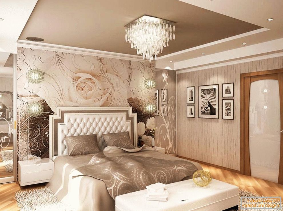 Beige bedroom decor with roses