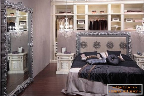 Chic bedroom interior with dressing room