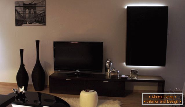 Living room of a modern studio apartment