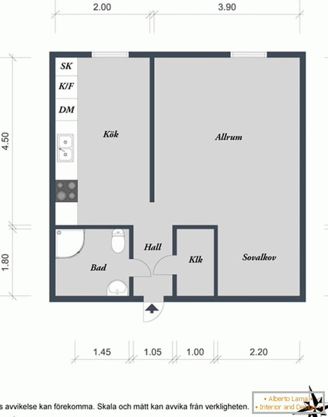 The layout of a small apartment in Goteborg