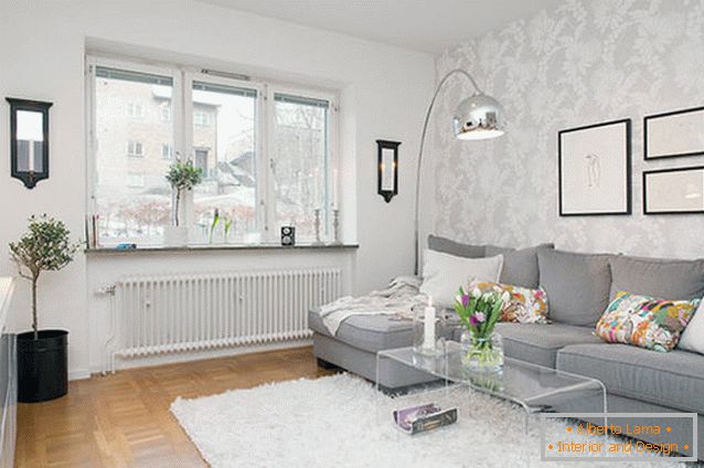 Living room of a small apartment in Goteborg