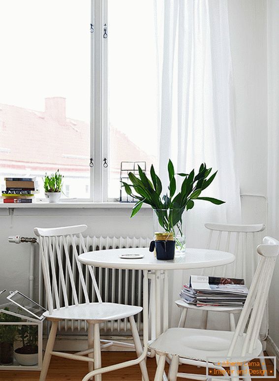 Interior of a small apartment in Scandinavian style
