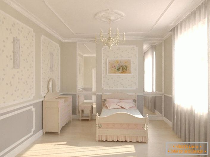 The room of a teenage girl is decorated with polyurethane stucco molding.