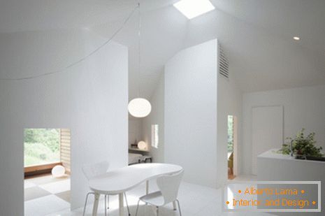 Interior of a small private house in white color