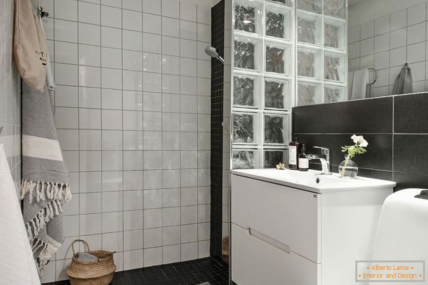 Bathroom interior in black and white