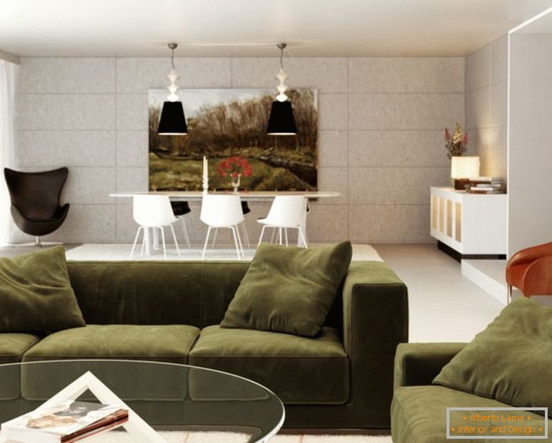 green-white-orange-living-room