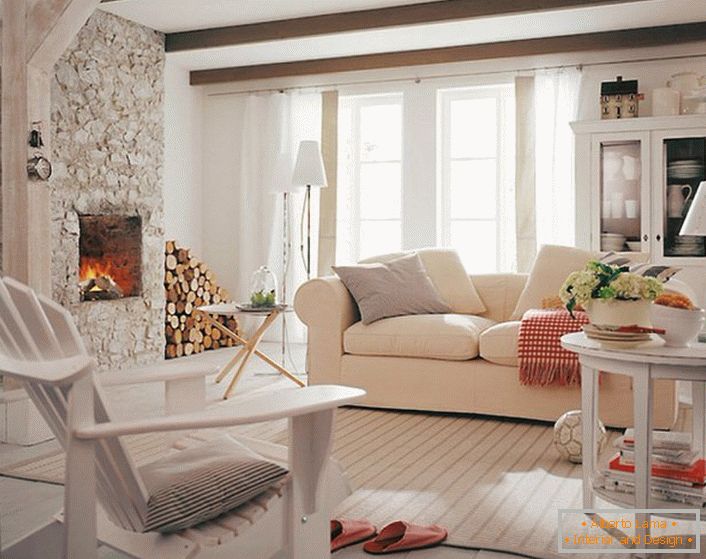 A cozy living room in country style for a small country house.