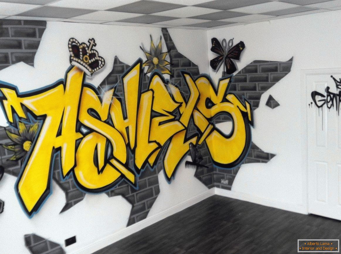 Room with graffiti