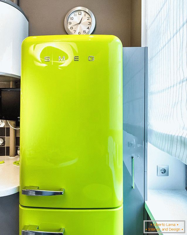 Modern light green fridge