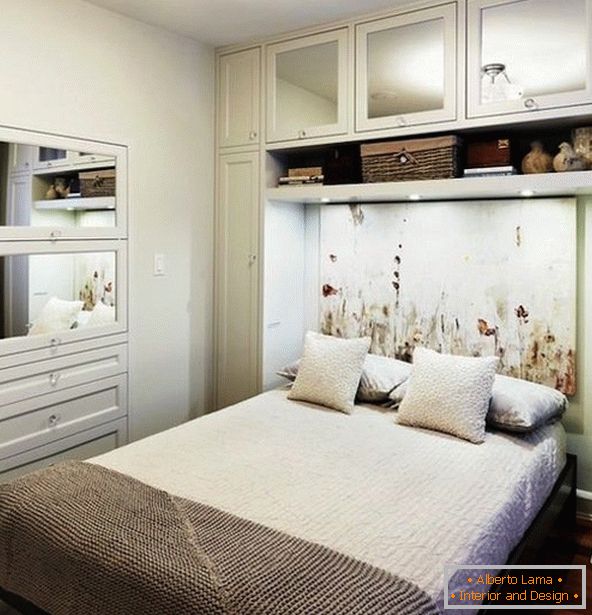 Interior of a small bedroom in white color