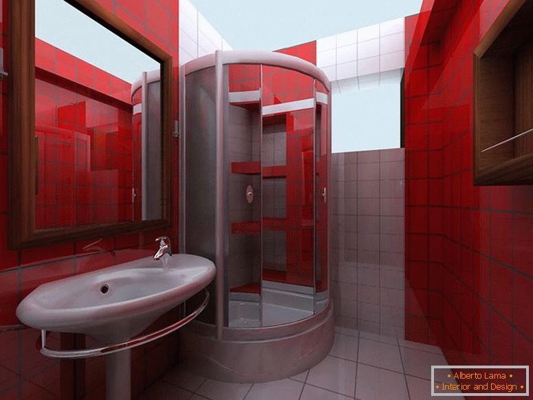 Red walls in the bathroom