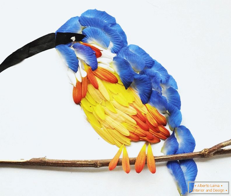 Exotic birds from petals of flowers, project Hong Yi