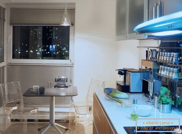 Kitchen interior with transparent furniture
