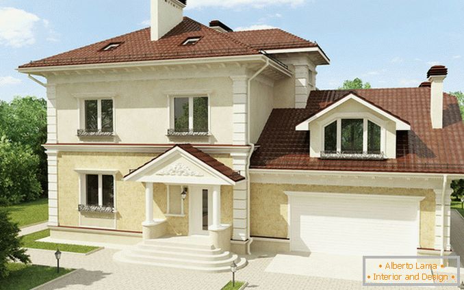 Projects of houses with a garage under one roof (наземный боковой) фото