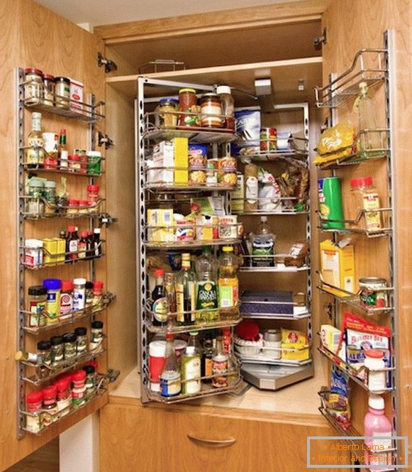 Space for storing spices on the doors