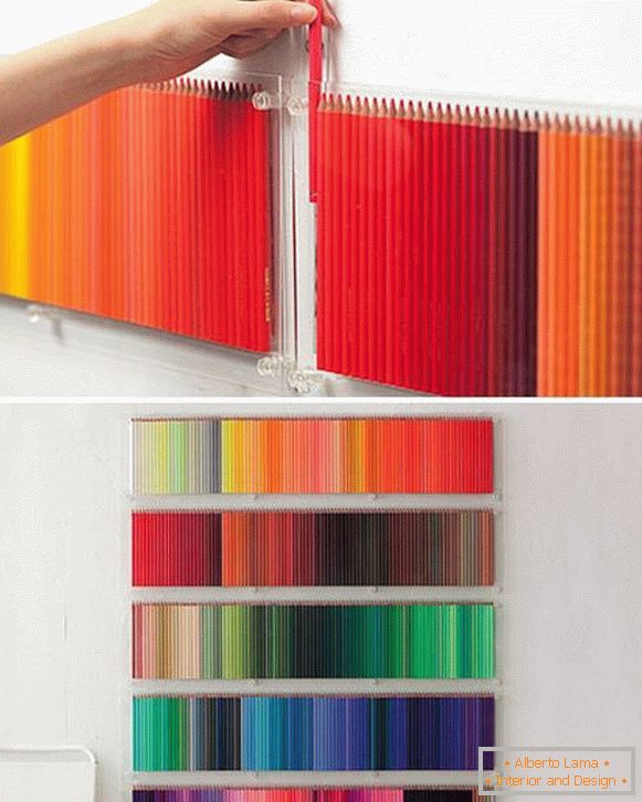 Decor for walls made of pencils