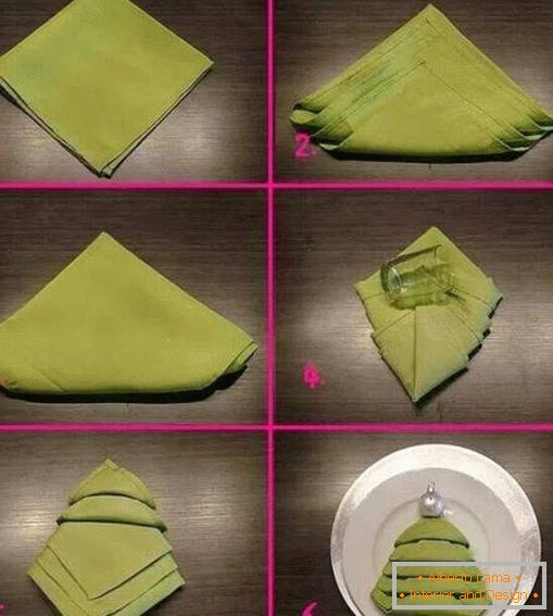 How to put a napkin in the form of a Christmas tree