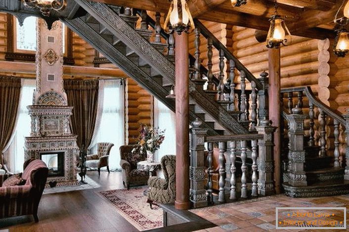 Luxury rustic living room in a country mansion in Germany.